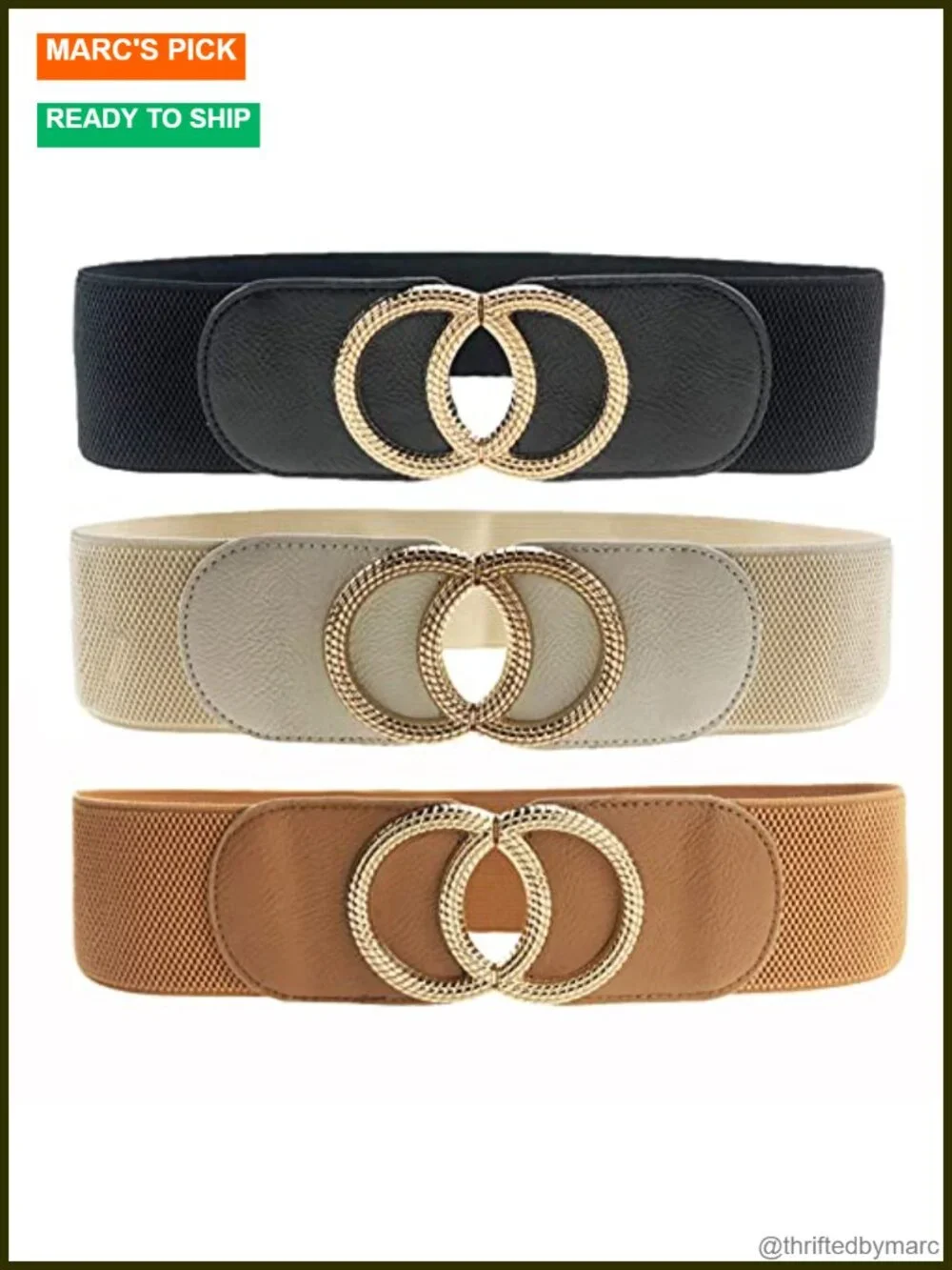 3 Pack Vintage Stretch Waist Belt for Dresses Polyester Spandex